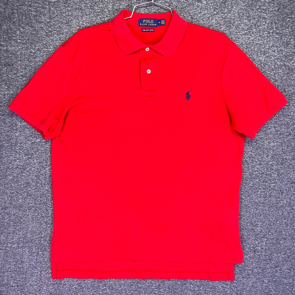 Polo Ralph Lauren Polo Shirt Men M Red Classic Pima Soft Touch Short Sleeve Logo